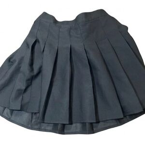 Black Pleated Mini Skirt Size L (12-14) Preppy Goth Streetwear Elastic Waist